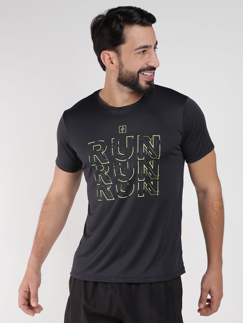 Camiseta Esportiva Dry Estampada Masculina PRETO