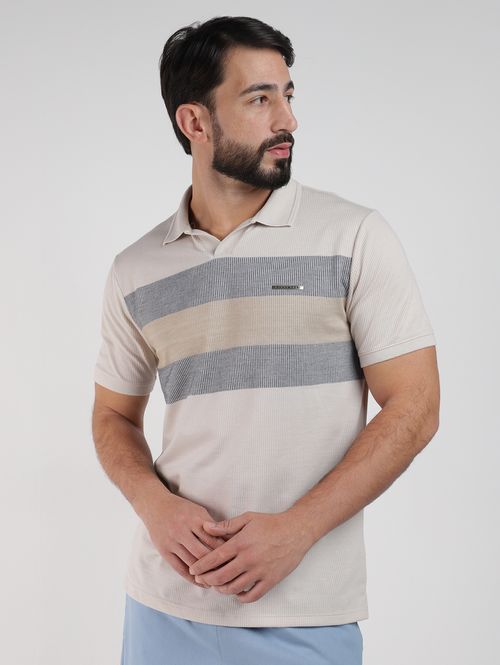 Polo Manga Curta Eletrón Masculina BEGE