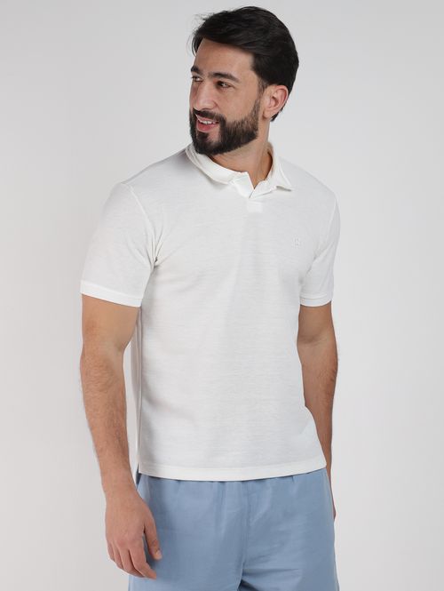 Polo Manga Curta Masculina OFF WHITE