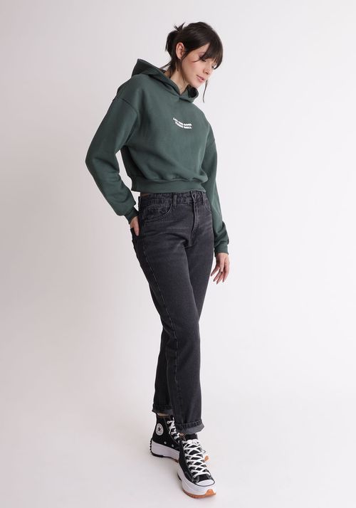 Calça jeans mom cintura média