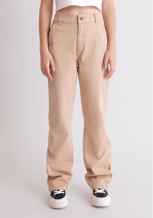 Calça wide leg cintura alta em  veludo cotelê