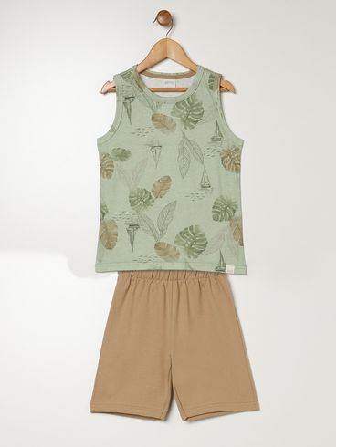 Conjunto Curto Estampado Infantil Para Menino - VERDE
