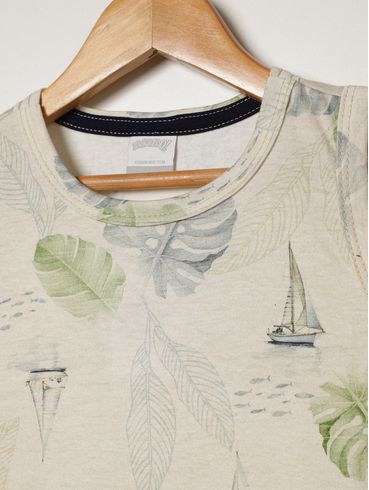 Conjunto Curto Estampado Infantil Para Menino - OFF WHITE