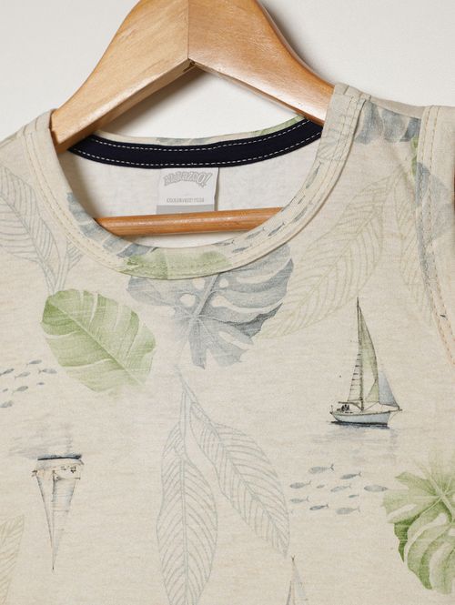 Conjunto Curto Estampado Infantil Para Menino - OFF WHITE