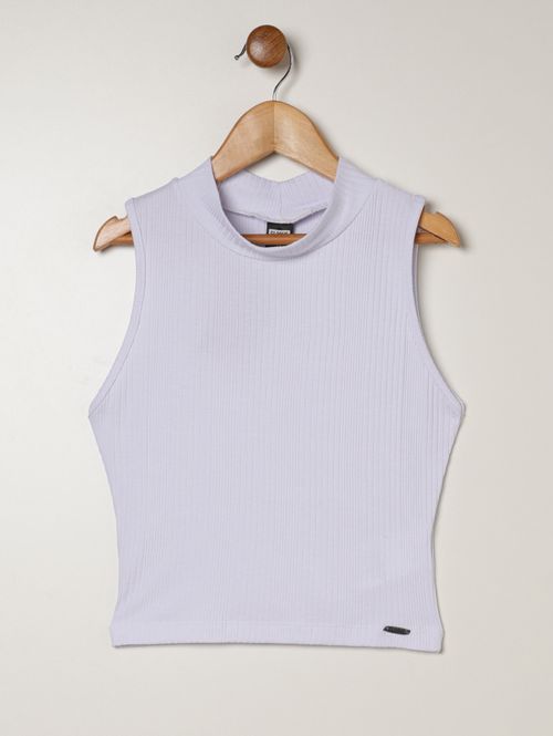 Blusa Canelada Regata Juvenil Para Menina - BRANCO