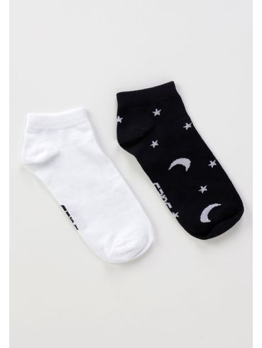Kit meia sapatilha estampada lua