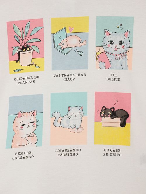 Blusa Manga Curta Juvenil Para Menina - OFF WHITE