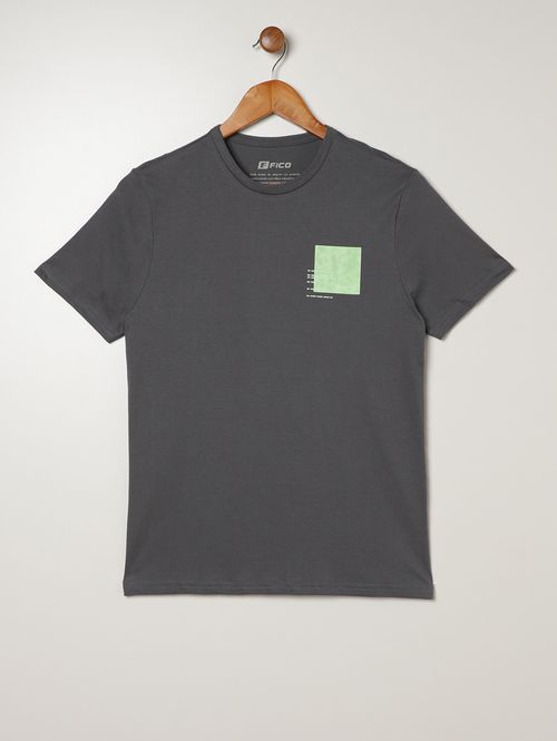 Camiseta Manga Curta Juvenil Para Menino - CINZA