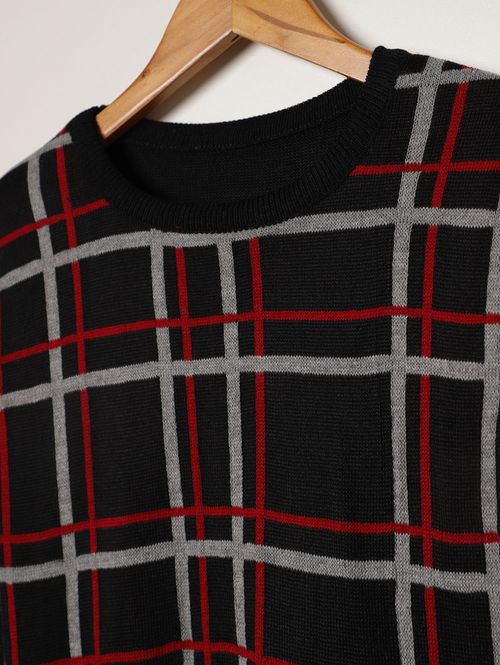 Blusão Tricot Juvenil Para Menino - PRETO/GRAFITE/VERMELHO