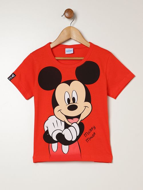 Camiseta Mickey Mouse Infantil Para Menino - LARANJA