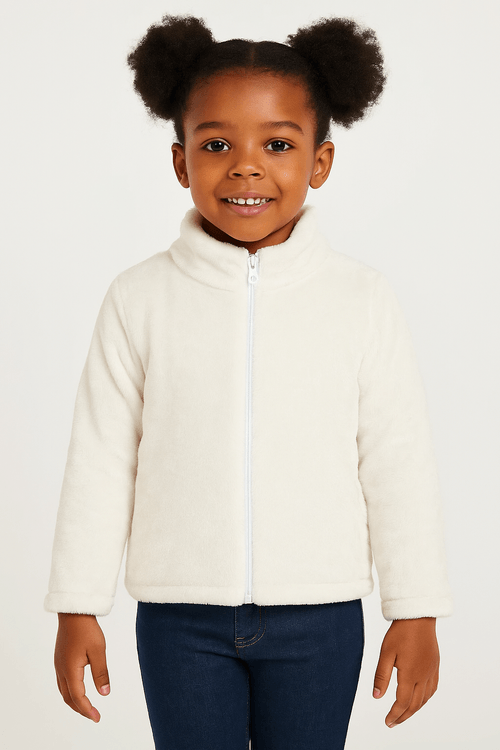 Jaqueta Fleece Infantil Para Menina - BRANCO