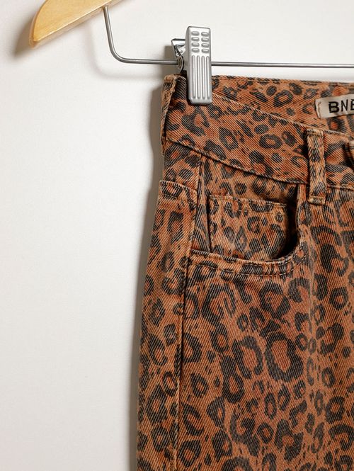 Calça Sarja Animal Print Juvenil Para Menina - CARAMELO