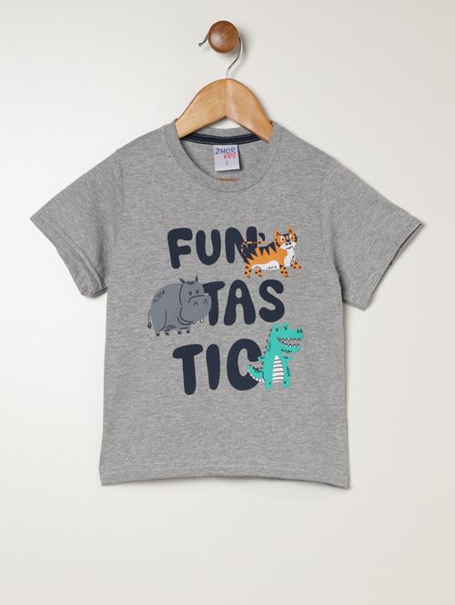 Camiseta Manga Curta Infantil Para Menino - MESCLA