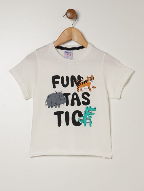 Camiseta Manga Curta Infantil Para Menino - OFF WHITE