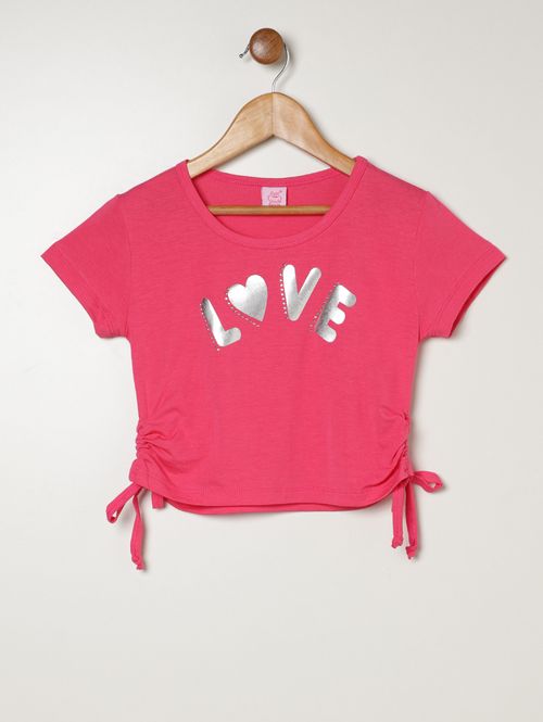 Blusa Manga Curta Juvenil Para Menina - PINK