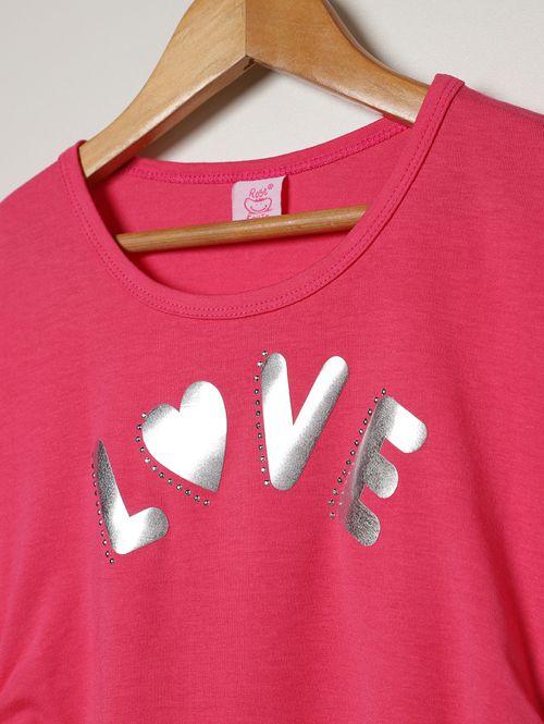 Blusa Manga Curta Juvenil Para Menina - PINK