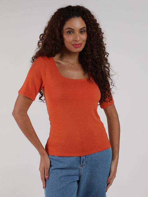 Blusa Decote Quadrado  Lunender Feminina LARANJA