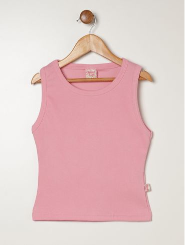 Blusa Regata Canelada Juvenil Para Menina - ROSA CLARO
