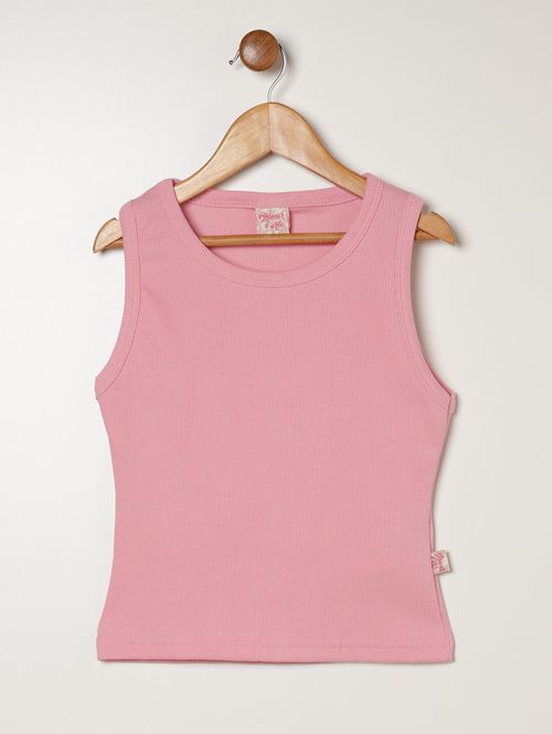 Blusa Regata Canelada Juvenil Para Menina - ROSA CLARO
