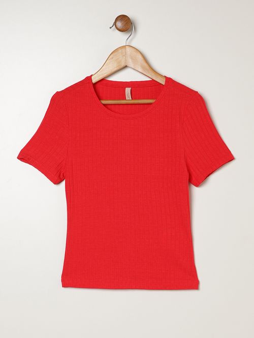 Blusa Canelada Cativa Juvenil Para Menina - VERMELHO