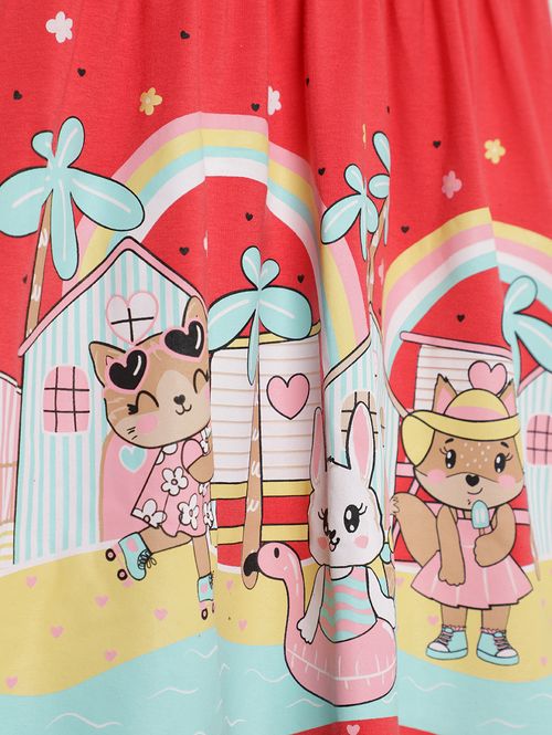 Vestido Cotton Infantil Para Menina - CORAL