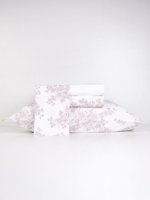 Jogo De Lençol Queen Duplo Florença 180 Fios Teka ROSA