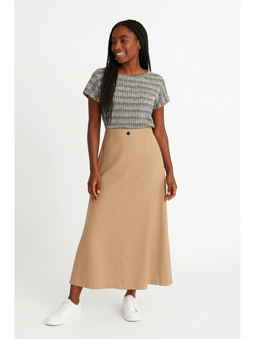 Saia Midi Evasê Feminina AREIA