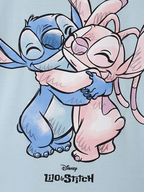 Blusa Stitch Manga Curta Infantil Para Menina - AZUL