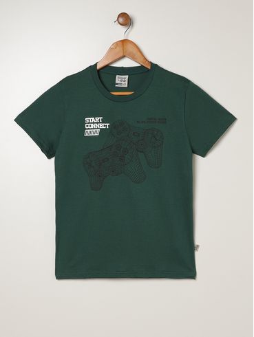 Camiseta Manga Curta Juvenil Para Menino - VERDE