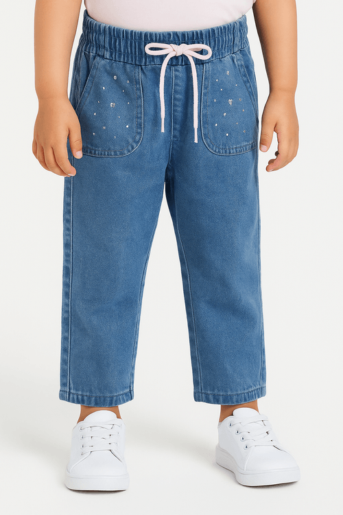 Calça Jeans Infantil Para Menina - AZUL