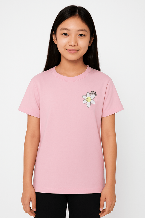 Blusa Manga Curta Juvenil Para Menina - ROSA