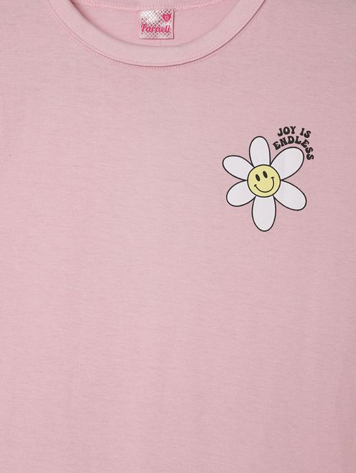 Blusa Manga Curta Juvenil Para Menina - ROSA
